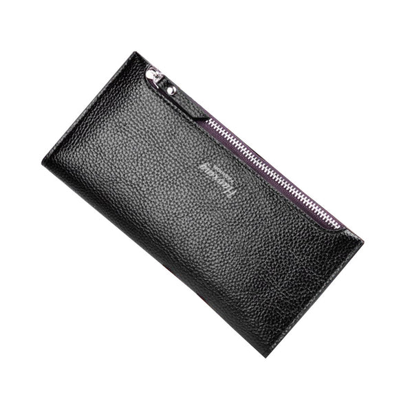 Ms. 2 fold thin fashion long solid color wallet