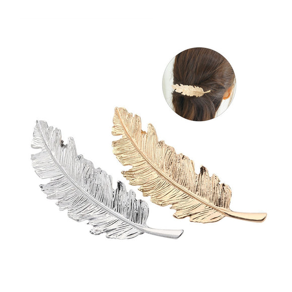 PIXNOR 2pcs Leaf / Feather Shaped Hair Clip Pin Claw Hair Accessories